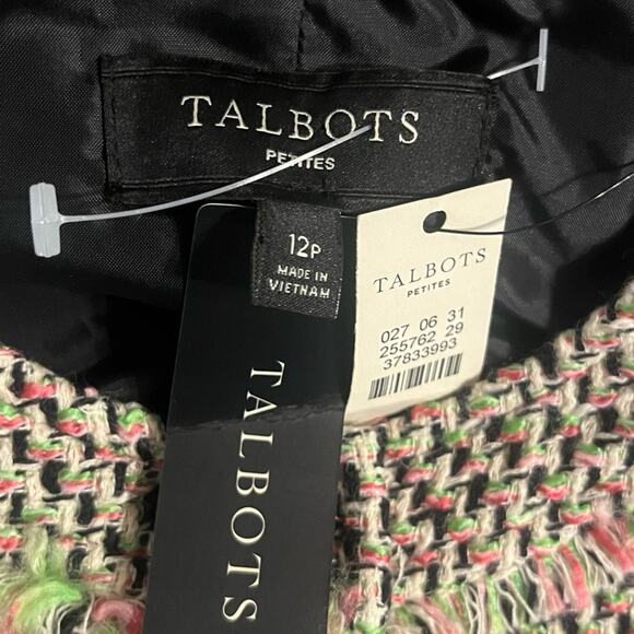 Talbots Tweed Multicolored Ladylike Office Neon Artsy Colorful Blazer 12P - Picture 7 of 8